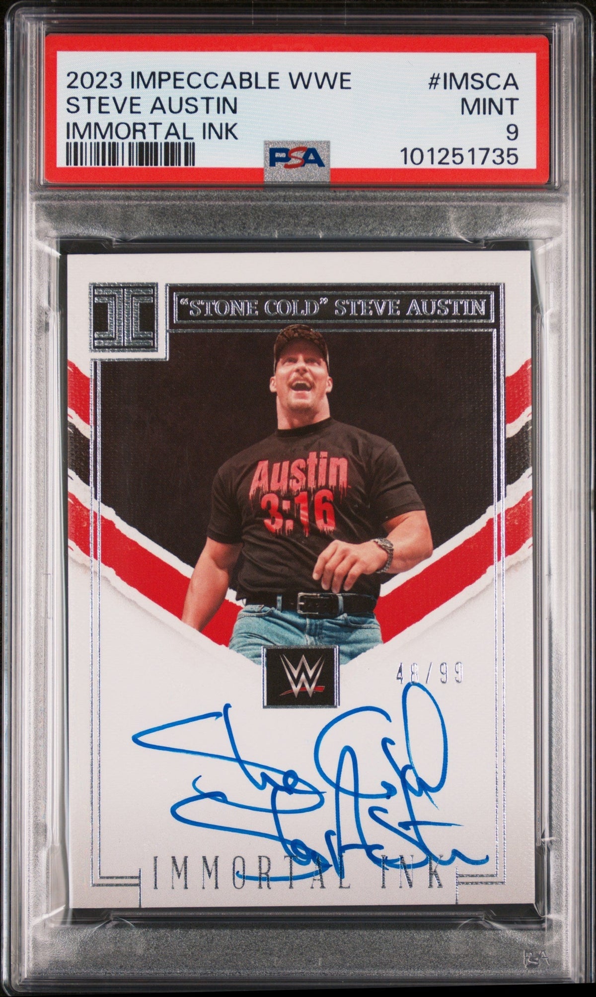 2023 Panini Impeccable Wwe Immortal Ink Stone Cold Steve Austin #Imsca /99 PSA 9