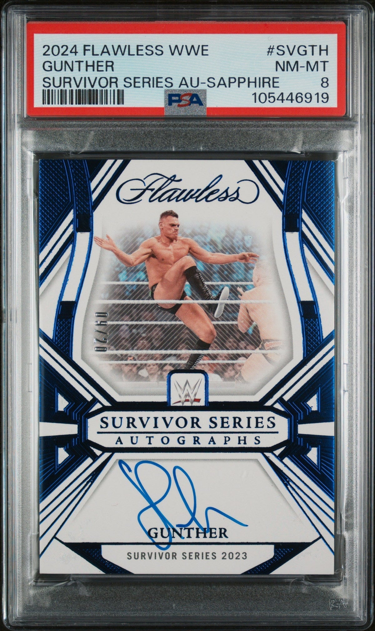2024 Panini Flawless Wwe Flawless Survivor Series Autographs Sapphire Gunther #Svgth /20 PSA 8
