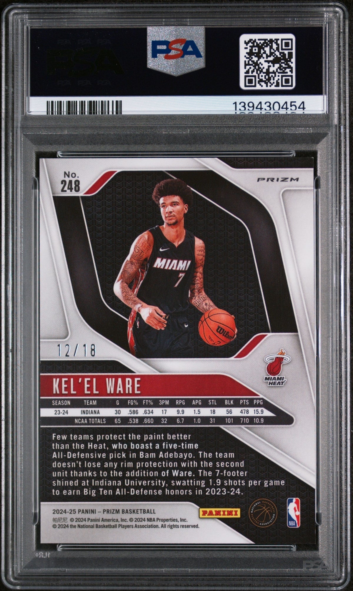 2024 Panini Prizm Lotus Flower Prizm Kel'el Ware #248 /18 PSA 10
