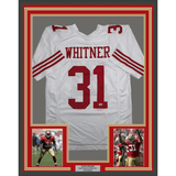 Framed Autographed/Signed Donte Whitner 35x39 San Francisco White Football Jersey Beckett BAS COA