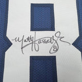 Framed Autographed/Signed Matt Hasselbeck 35x39 Seattle Blue Football Jersey Beckett BAS COA