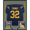 Framed Autographed/Signed Anthony Thomas 35x39 Michigan Blue College Football Jersey JSA COA