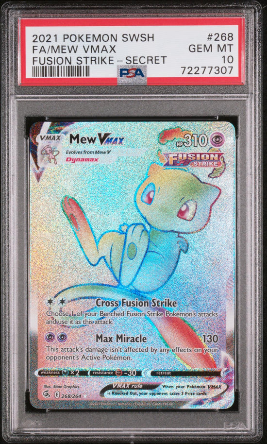 2021 Pokemon Sword And Shield Fusion Strike Secret Rare Mew Vmax #268 PSA 10
