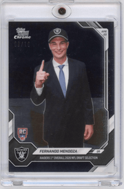 2026 Topps Now Fernando Mendoza #FMEN Black Chrome /10 Raiders 1st Overall 2026 NFL Draft Selection Las Vegas Raiders Rookie RC Football Card