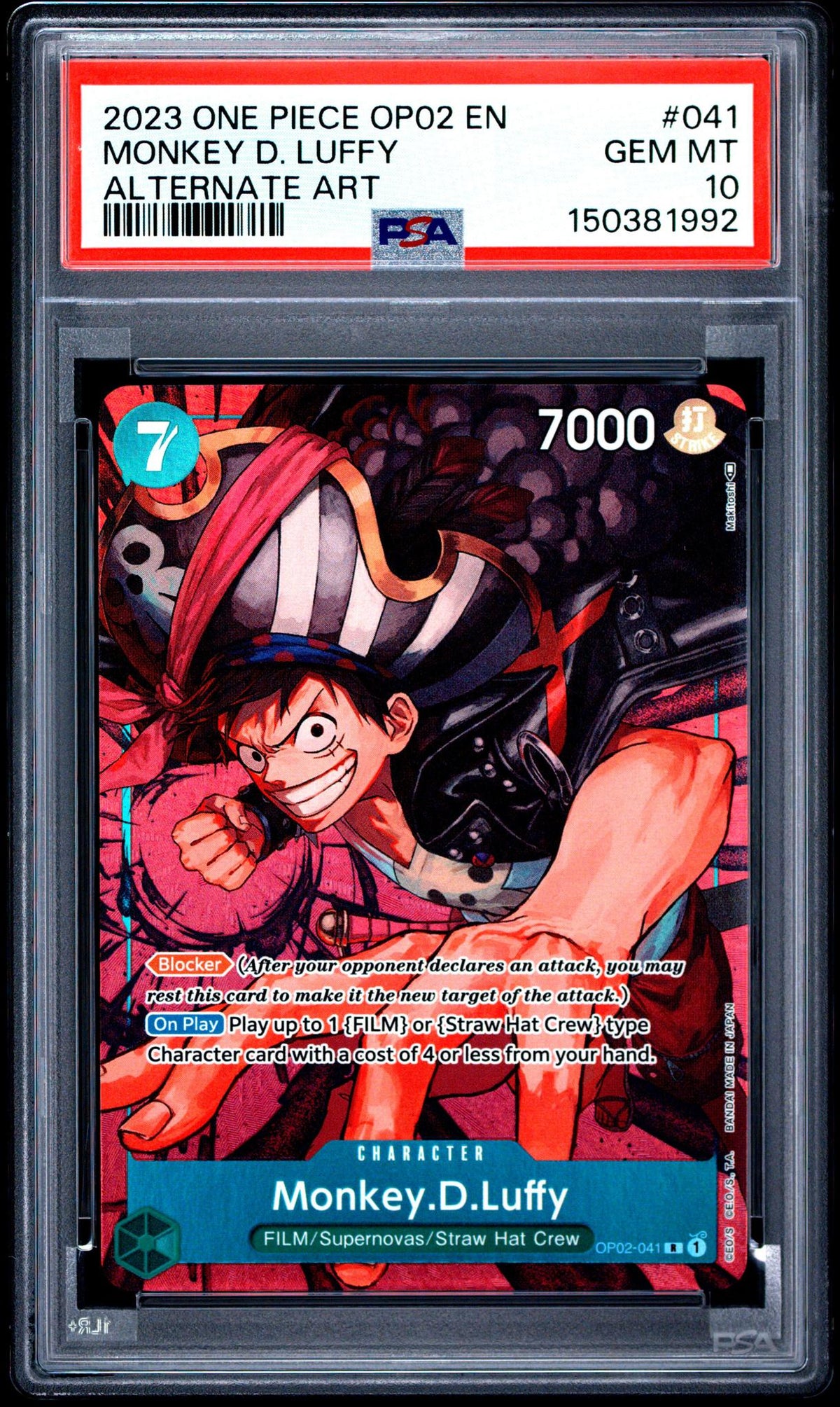 2023 One Piece Paramount War Alternate Art Monkey D. Luffy #Op02-041 PSA 10 150381992
