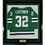 Framed Autographed/Signed Kari Lehtonen 35x39 Dallas Green Hockey Jersey JSA COA
