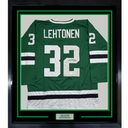 Framed Autographed/Signed Kari Lehtonen 35x39 Dallas Green Hockey Jersey JSA COA