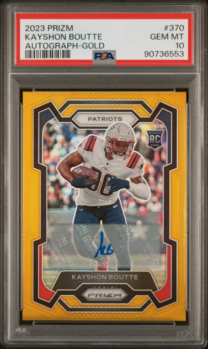 2023 Panini Prizm Autograph-Gold Kayshon Boutte #370 /10 PSA 10