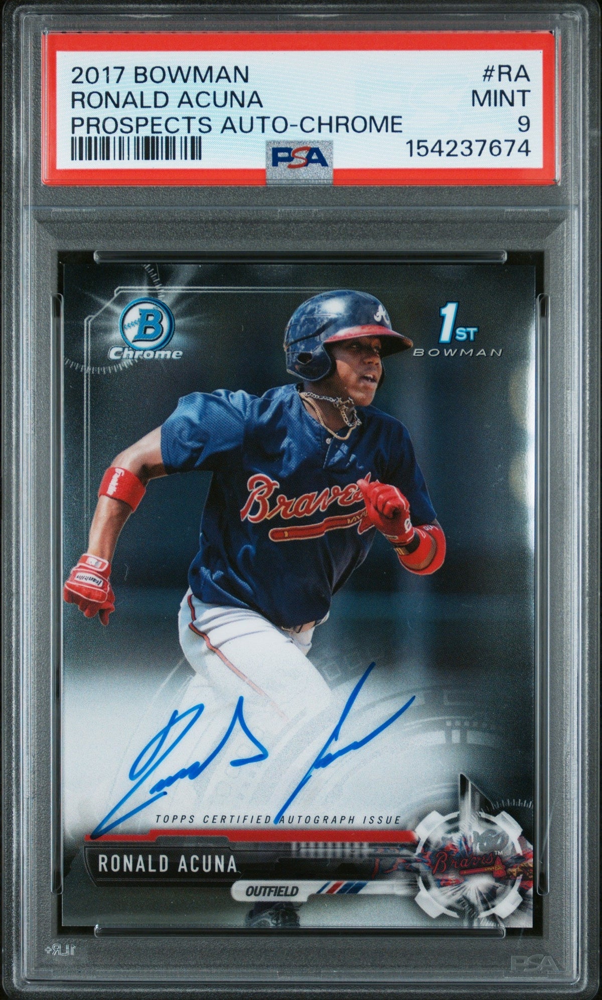 2017 Bowman Chrome Prospect Autograph Ronald Acuna #Cpa-Ra PSA 9
