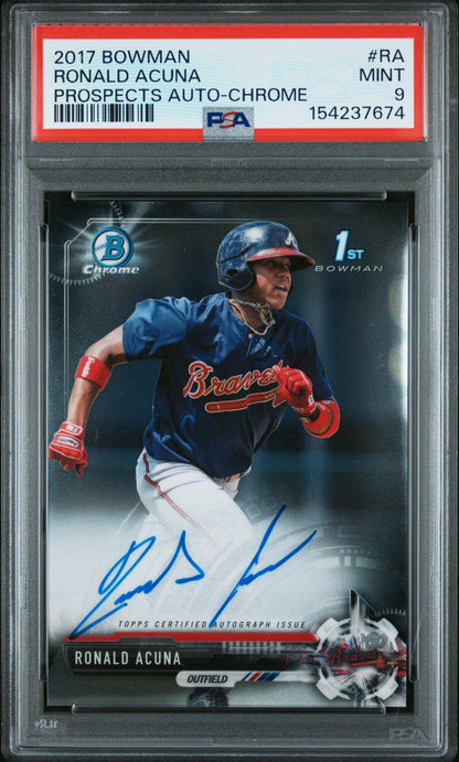 2017 Bowman Chrome Prospect Autograph Ronald Acuna #Cpa-Ra PSA 9