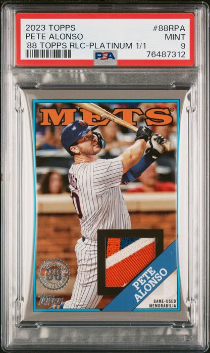 2023 Topps 1988 Topps Baseball Relics Platinum 1/1 Pete Alonso #88Rpa PSA 9