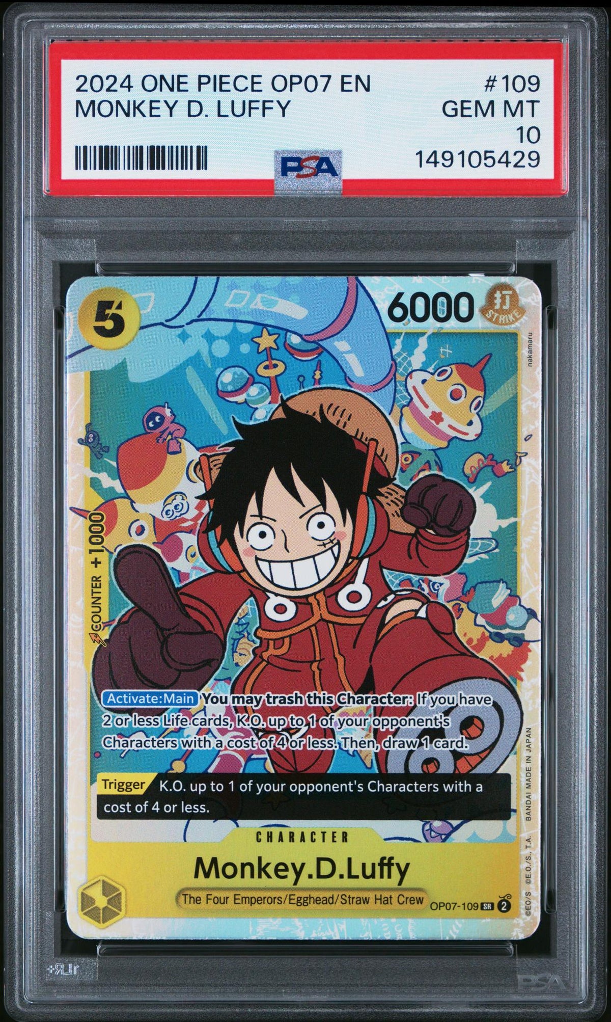 2024 One Piece 500 Years In The Future Monkey D. Luffy #Op07109 PSA 10