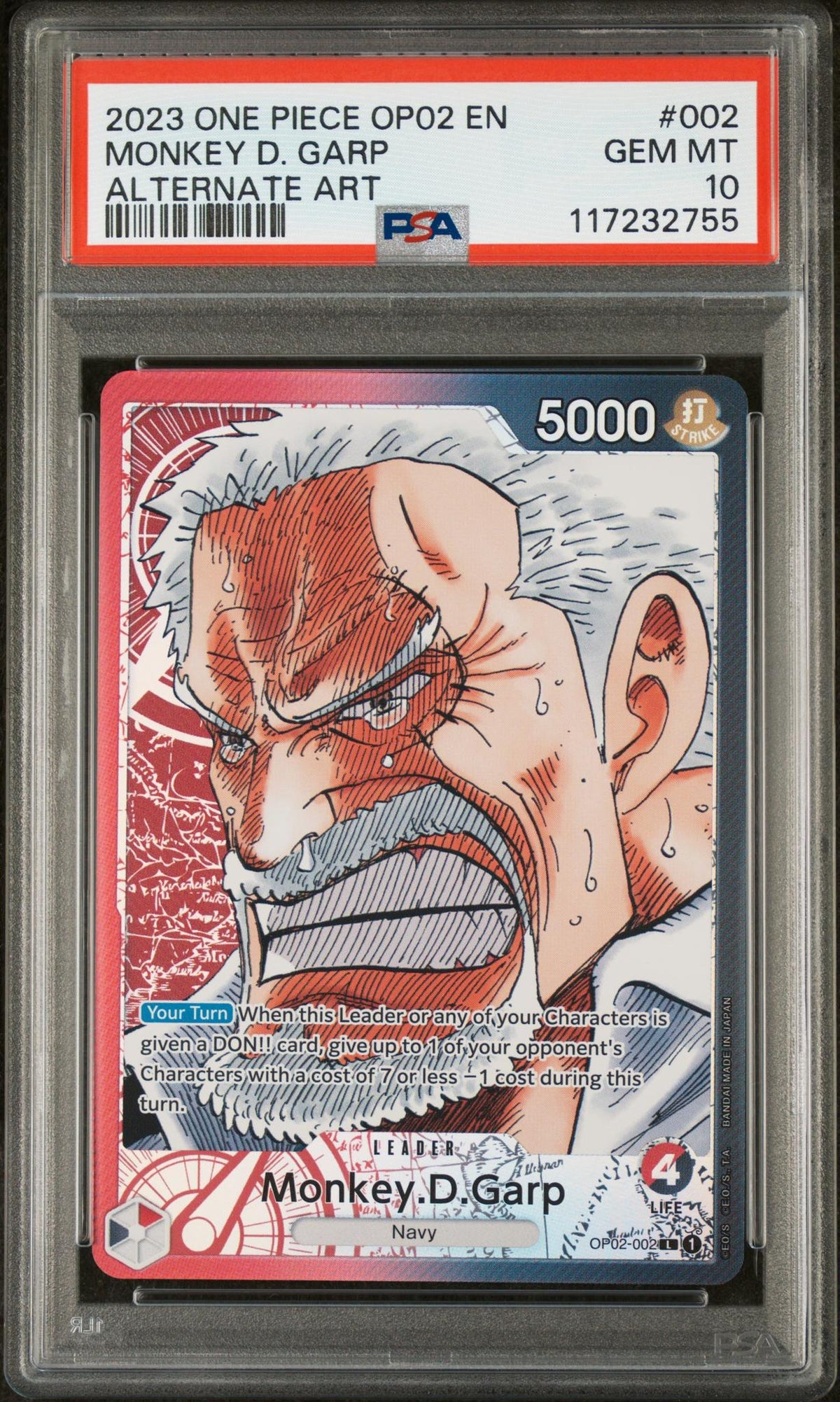 2023 One Piece Paramount War Alternate Art Monkey D. Garp #Op02002 PSA 10