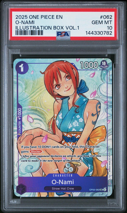 2025 One Piece Promo Illustration Box Volume 1 O-Nami #Op05-062 PSA 10