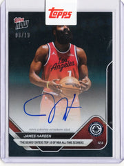 2025 Topps Now James Harden #76A Black Foil Auto /10 'The Beard' Enters Top 10 of NBA All Time Scorers Los Angeles Clippers Basketball Card