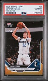 Graded 2025 Topps Now Cooper Flagg #86 Gold Foil /50 Rookie RC Basketball Card PSA 10 Gem Mint