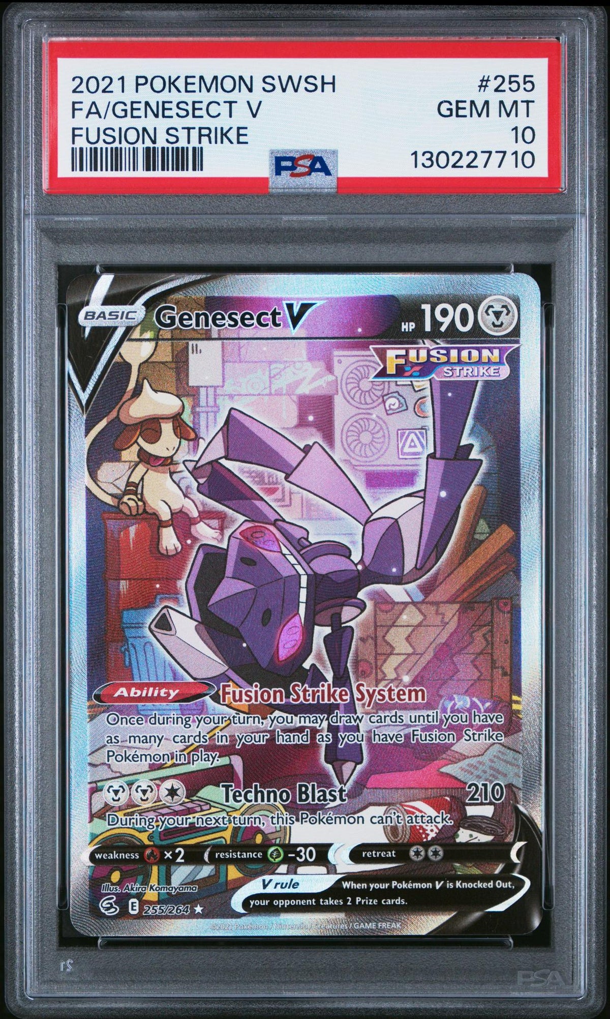 2021 Pokemon Sword And Shield Fusion Strike Genesect V #255 PSA 10