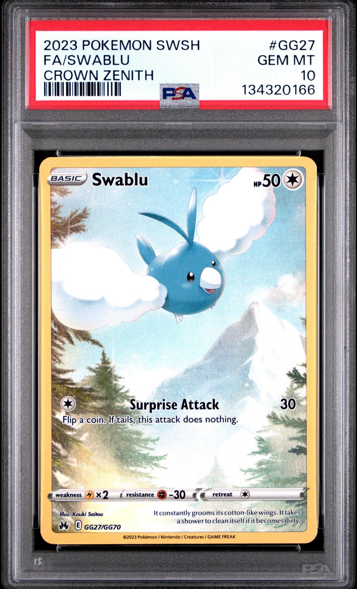 2023 Pokemon Sword And Shield Crown Zenith Galarian Gallery Swablu #Gg27 PSA 10