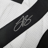 Framed Autographed/Signed Le'Veon LeVeon Bell 35x39 Pittsburgh White Football Jersey Beckett BAS COA