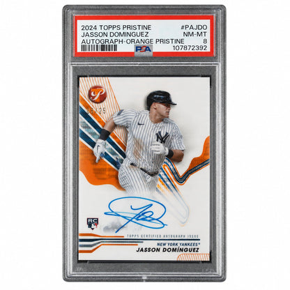 2024 Topps Pristine Pristine Autographs Autograph-Orange Pristine Jasson Dominguez #Pajdo /25 PSA 8