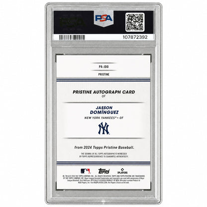 2024 Topps Pristine Pristine Autographs Autograph-Orange Pristine Jasson Dominguez #Pajdo /25 PSA 8
