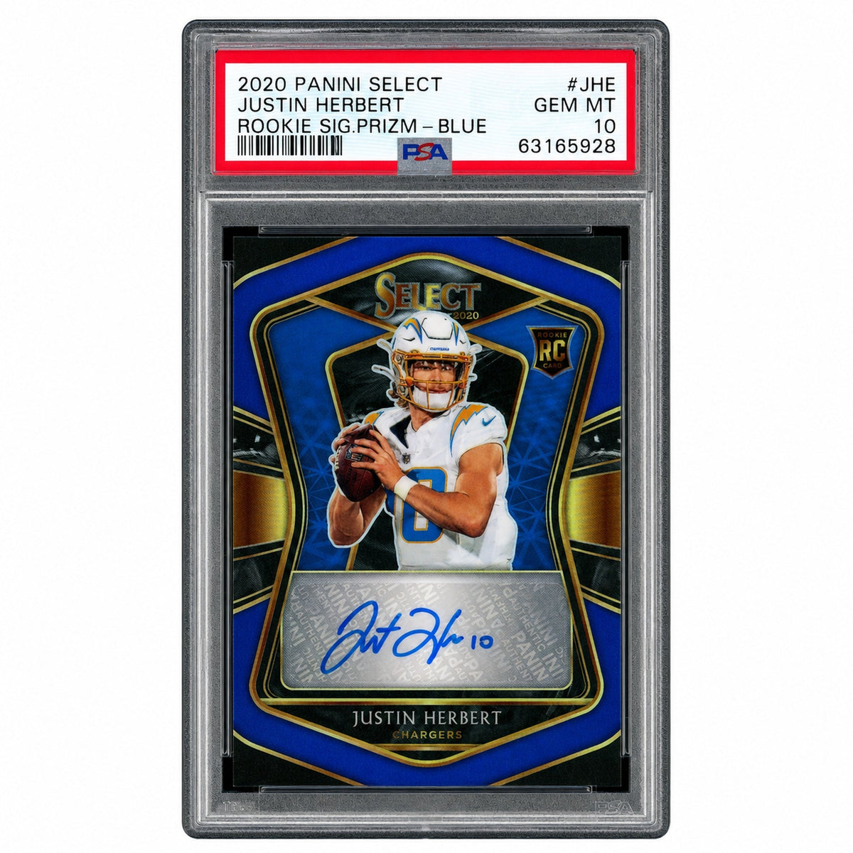 2020 Panini Select Rookie Signature Prizm Blue Justin Herbert #4 /35 PSA 10 63165928