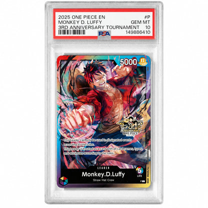 2025 One Piece Tournament Promo 3Rd Anniversary Tournament Monkey D. Luffy #P PSA 10