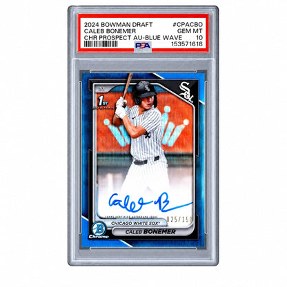 2024 Chrome Draft Autographs Blue Wave Refractors Caleb Bonemer #Cpacbo /150 PSA 10