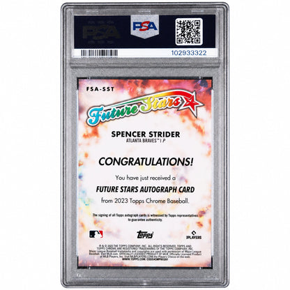 2023 Topps Chrome Future Stars Autograph Spencer Strider #Fsasst /99 PSA 10