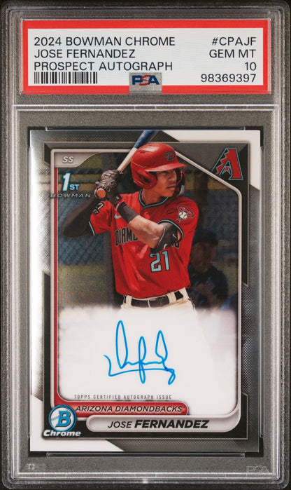 2024 Bowman Chrome Prospect Autograph Jose Fernandez #Cpajf PSA 10