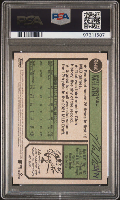 2023 Topps Heritage Real One Autograph Red Ink Matt Mclain #Roa-Mmc /74 PSA 10