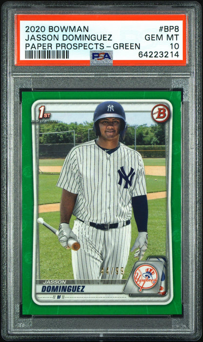 2020 Bowman Green Jasson Dominguez #Bp8 /99 PSA 10