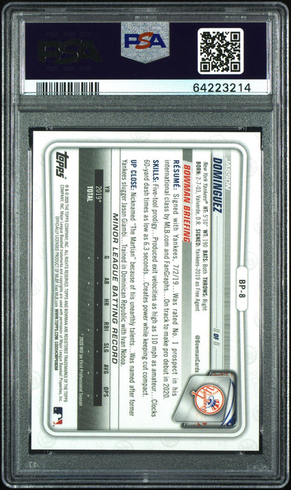 2020 Bowman Green Jasson Dominguez #Bp8 /99 PSA 10