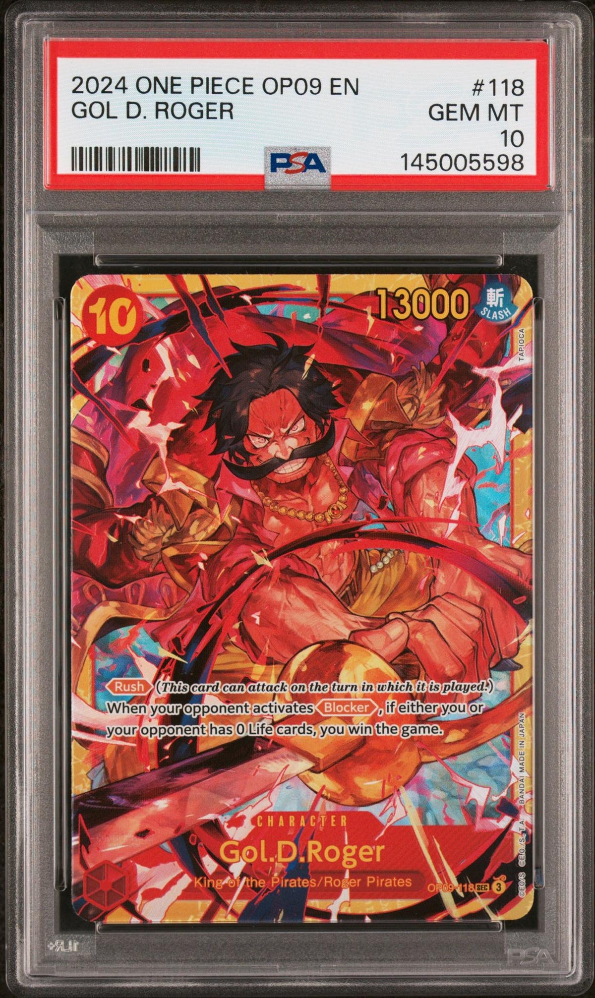 2024 One Piece Emperors In The New World Gol D Roger #Op09118 PSA 10