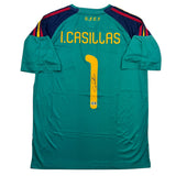 Autographed/Signed Iker Casillas Spain Teal Soccer Futbol Jersey Beckett BAS COA