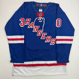 Autographed/Signed Henrik Lundqvist New York Blue Hockey Jersey JSA COA