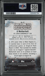 Graded 2025 Topps Bowman JJ Wetherholt #GL17 Greatness Loading Mini Diamond /150 Rookie RC Baseball Card PSA 10 Gem Mint