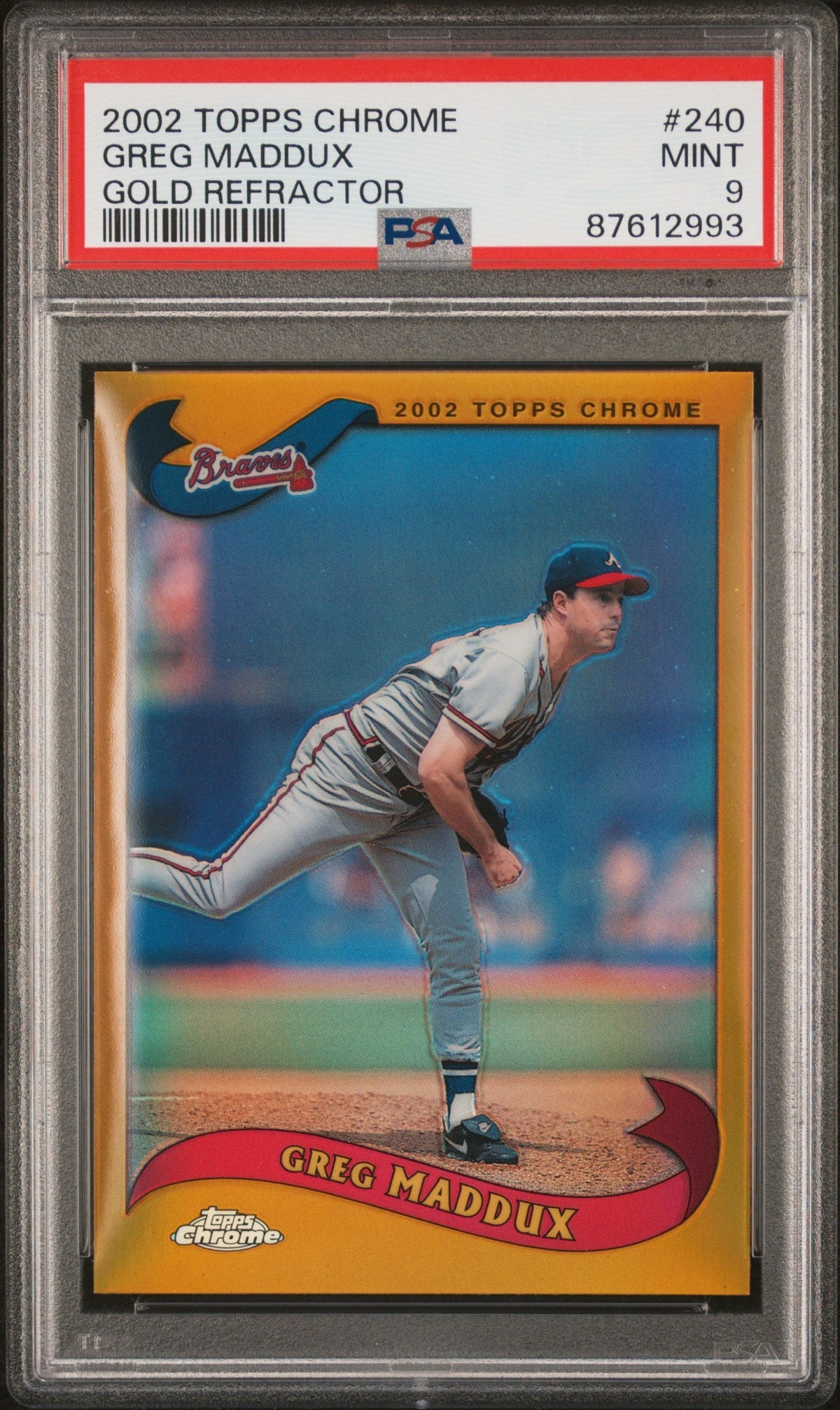 2002 Topps Chrome Gold Refractor Greg Maddux #240 PSA 9