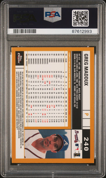 2002 Topps Chrome Gold Refractor Greg Maddux #240 PSA 9