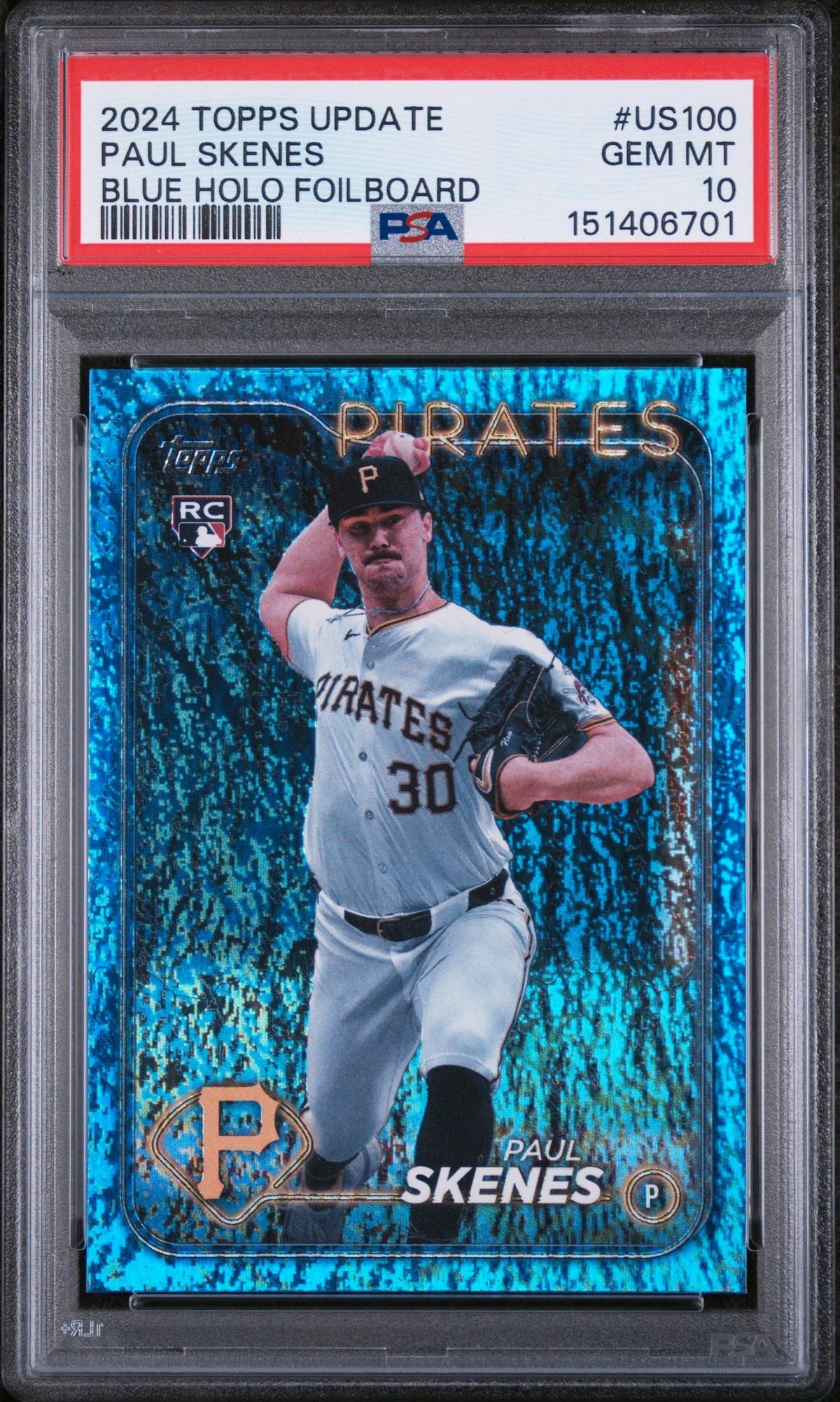 2024 Topps Update Blue Holo Foilboard Paul Skenes #Us100 /999 PSA 10