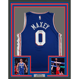 Framed Autographed/Signed Tyrese Maxey 35x39 Philadelphia 76ers Sixers Blue Authentic Basketball Jersey Fanatics COA