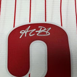 Framed Autographed/Signed Alec Bohm 35x39 Philadelphia Phillies Pinstripe Authentic Baseball Jersey Fanatics & MLB COA