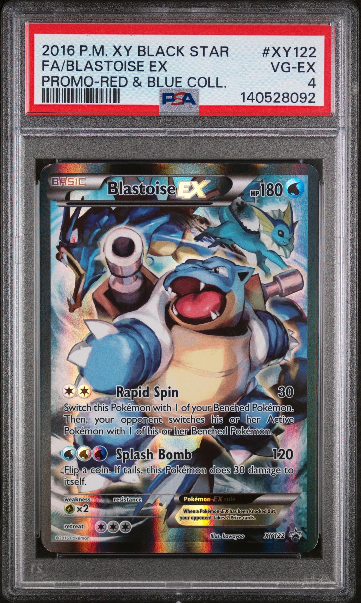 2016 Pokemon Xy Black Star Promo Red And Blue Collection Blastoise Ex #Xy122 PSA 4