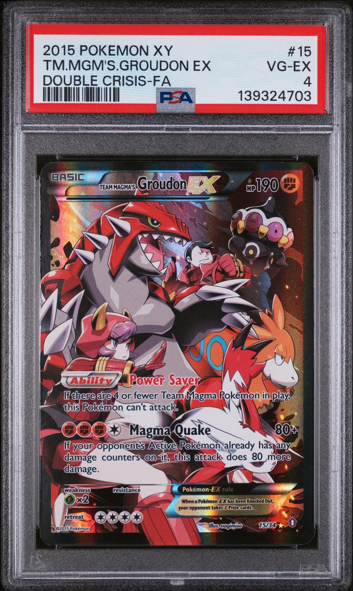 2015 Pokemon Xy Double Crisis Team Magma’S Groudon Ex #15 PSA 4