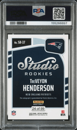 Graded 2025 Panini Instant Treveyon Henderson #SR37 Studio Rookies Auto /99 Rookie RC Football Card Authentic Auto PSA 10 Gem Mint