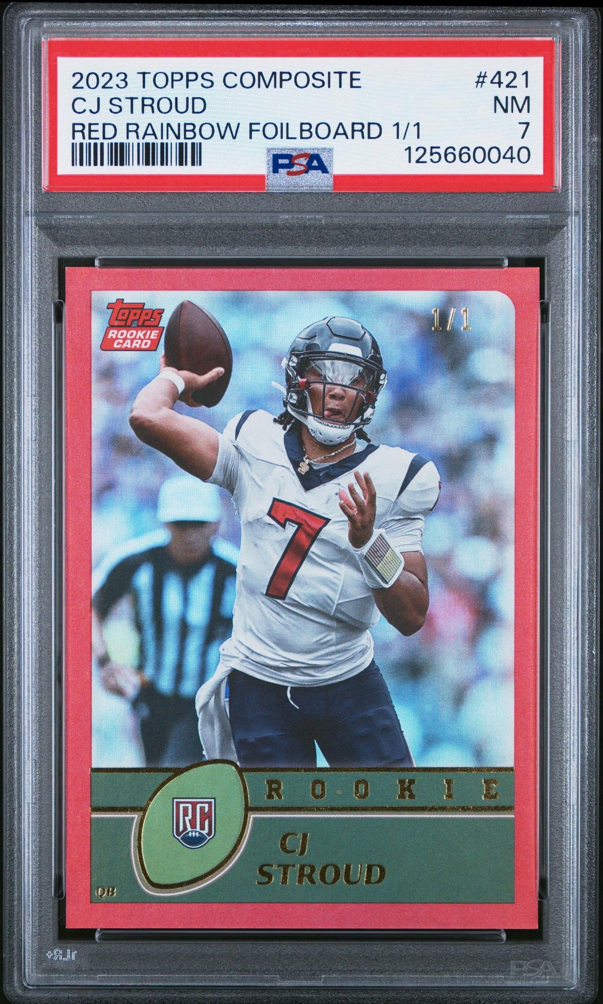 2023 Topps Composite Red Rainbow Foilboard 1/1 Cj Stroud #421 PSA 7