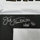 Framed Autographed/Signed Jack Lambert 35x39 Pittsburgh White Football Jersey JSA COA