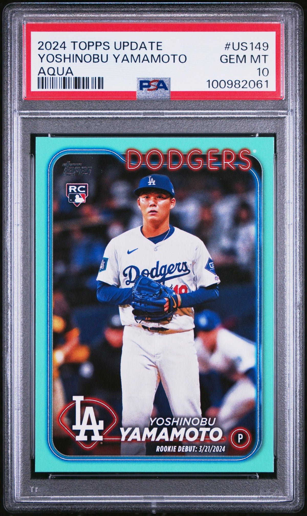2024 Topps Update Aqua Yoshinobu Yamamoto #Us149 PSA 10