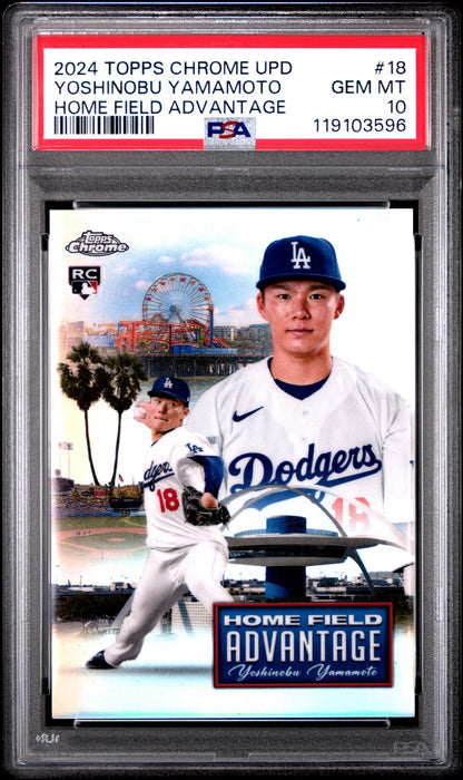 2024 Topps Chrome Update Home Field Advantage Yoshinobu Yamamoto #Hfac18 PSA 10
