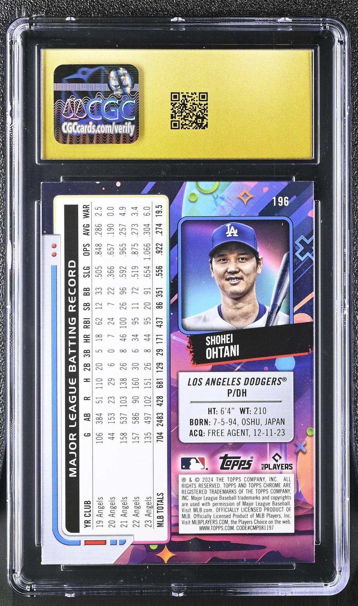 2024 Topps Chrome #196 Shohei Ohtani CGC 10